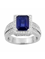18K White Gold Sapphire and Diamond Ring -- LIFETIME WARRANTY