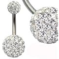 Piercing nombril en cristal Swarovski transparent - Titane grade 23. La tige a une taille standard de 1.6mm et est disponible pour dans les longueurs suivantes: 6mm, 8mm, 10mm et 12mm.