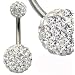 Piercing nombril en cristal Swarovski transparent - Acier Titane grade 23 - 1.6mm x 6mm x boule en cristal de 6mm