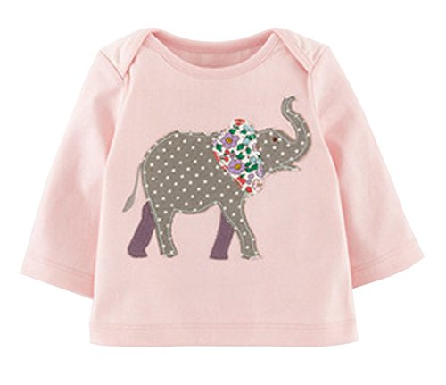 Fiream Girls' Cotton Crewneck Solid Long Sleeve T-shirt(7450TZ,18M)