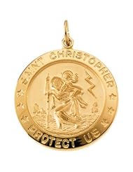 25.00 Mm Yellow Gold Filled St. Christopher Medal W/ 24 Inch Chain