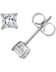 Princess Cut Diamond Stud Prime Quality in 14k White Gold (0.18 ctw, H-I color, SI2 clarity)