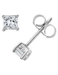 Princess Cut Diamond Stud Prime Quality in 14k White Gold (0.25 ctw, H-I color, SI2 clarity)