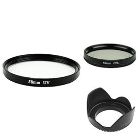 Everydaysource NEW 58mm Lens Hood+UV+CPL Filter For Canon Rebel T3i X5