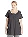 Just My Size Women's Plus-Size Slub Jersey Crochet Trim Tunic with Drawcord, Black, 3X