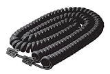 12ft Coiled Handset Phone Cable - Black