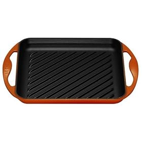Le Creuset Enameled Cast-Iron 13-by-8-1 2-Inch Rectangular Skinny Grill, Flame by Le Creuset