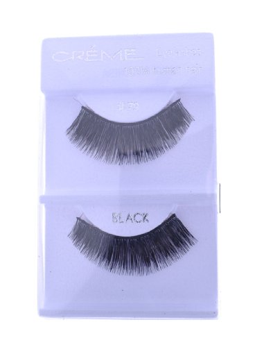 6 Pairs Crème 100% Human Hair Natural False Eyelash Extensions Black Natural Lashes,Free Gift