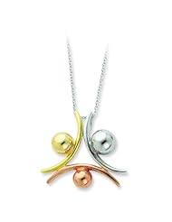 Sterling Silver Rose & Gold-plated Family Ties 18in Necklace. Metal Wt- 6.59g.