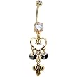 Gold Plated Fleur De Lis Heart Belly Ring