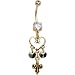 Gold Plated Fleur De Lis Heart Belly Ring