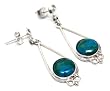 Chrysocolla dangle earrings, 'Memory' Chrysocolla dangle earrings, 'Memory'