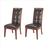 Modus Furniture Hudson Biscuit Back Leather Side Chairs, Mocha (set of two) ....