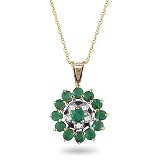 10k Yellow Gold Emerald and Diamond Pendant (.025 cttw, I-J Color, I3 Clarity)