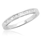 10k White or Yellow Gold Baguette Channel-Set Diamond Stack Ring
