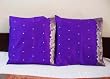 Pair Purple India Sari Cushion Covers / Saree Pillow covers