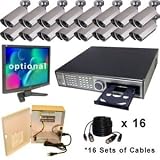 Surveillance System with 16 Bullet Infrared Cameras, DVR, CDRW