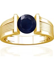 18K Yellow Gold Round Cut Blue Sapphire Womens Astrological Ring