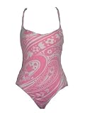 La Blanca Pink and White Paisley Print One Piece Lace Up Swimsuit by 