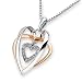 18K Rose and White Gold Round Diamond Triple Heart Pendant w/Sterling Silver Chain (0.05 cttw, G-H Color, VS2-SI1 Clarity, 16