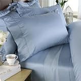 King/Cal.King Solid Lt. Blue Duvet Cover and Two Pillow Shams Set 300 Threa ....