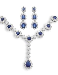 Jankuo Jewelry Silver Tone Prom and Bridal Sapphire Blue Pendant Cubic... by 