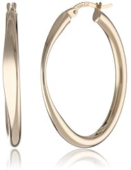 14k Yellow Gold Oval Large Hoop Earrings