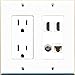 RiteAV Power Outlet 2 HDMI White Coax Cat6 Wall Plate White