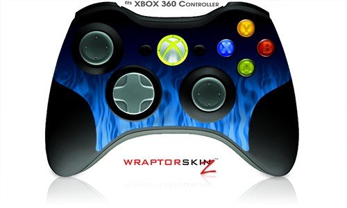 XBOX 360 Wireless Controller Skin - Fire Blue 