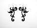 Black Satin Swishy Scroll Wooden Earrings title=