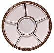 Woven Rattan Round Basket with White Ceramic Chip and Dip Liner 13 1/4"D
