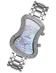 Aqua Master Mens or Womens Dual Time Zone Stainless Steel Diamond Watch, 1.50 ctw with purple mother of pearl dial