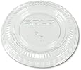 SOLO PL1-0090 Clear Polystyrene Souffl&eacute; Portion Cup Lid without Slot (50 Sleeves of 100 Per Case)
