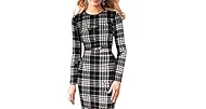 Cotton/Knit Plaid Print Sheath Bodycon Dress/Party Dress/Tunic 