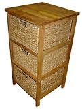 New Walnut Storage Cabinet / Chest with Three Wicker Basket Drawer