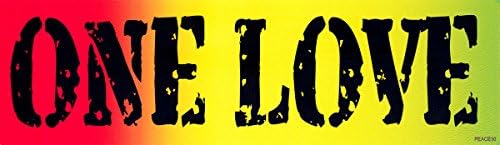 ONE LOVE - Reggae / Rasta Bumper Sticker / Decal (3" x 10")