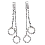 14K White Gold Diamond Circle Earrings