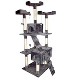 Cat Tree Scratching Post Kitten Cat Scratcher Climbing Excercise Activity Centre Sisal Height about 180cm Gray