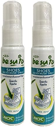 Natural Shoe Deodorizer Spray, Cool Mint 25 Ml. (Pocket Size) Set of 2