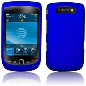 Blue Rubber Feel Snap-On Cover Hard Case Cell Phone Protector for BlackBerry 9800 Torch