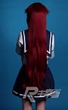 Deep Red Long Length Anime Costume Cosplay Wig