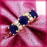 14K Triple Sapphire & Diamond Ring