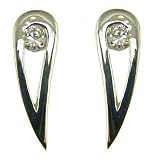 Silver Ladies White Cubic Zirconia Teardrop Stud Earrings