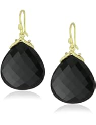 Gabrielle Sanchez 20x20mm Faceted Black Onyx Drop with Medium Double Seed Earrings