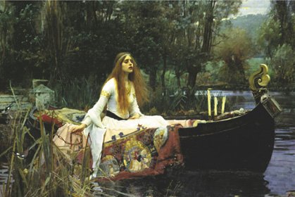 HUGE LAMINATED / ENCAPSULATED Waterhouse- Lady of Shalott POSTER measures 36 x 24 inches (91.5 x 61cm)