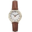 Timex 2G241 Women's Round Gold-Tone Dress Watch with Brown Genuine Leather Band