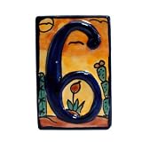 6, Six, Cactus Design Ceramic Number Tile