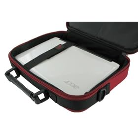 Toshiba Portégé A605-P200 12.1-InchNetbook Carrying Bag Case (Classic Series - Red Black) by rooCASE