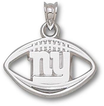 New York Giants Sterling Silver ''NY'' Pierced Football Pendant