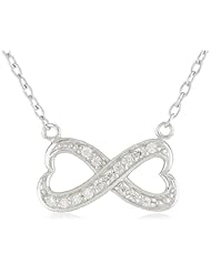 Sterling Silver Cubic Zirconia Double Heart Frontal Necklace, 18"
